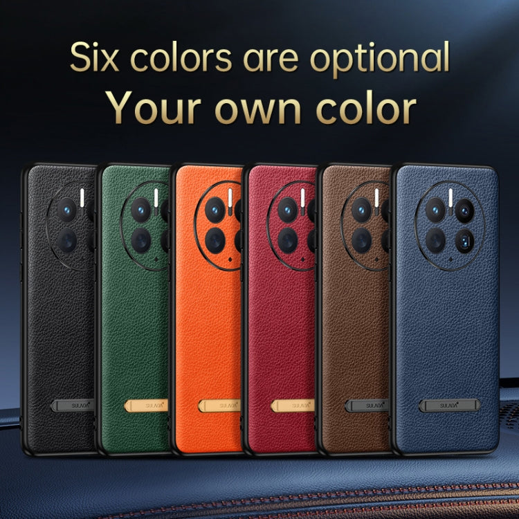 For Huawei Mate 50 Pro SULADA Invisible Bracket Leather Back Cover Phone Case(Orange)