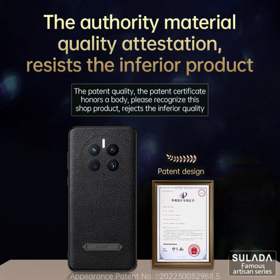 For Huawei Mate 50 Pro SULADA Invisible Bracket Leather Back Cover Phone Case(Orange)
