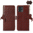 For Motorola Moto G72 4G Ostrich Pattern Genuine Leather RFID Phone Case(Coffee) - Motorola Cases by PMC TechLife | Online Shopping South Africa | PMC TechLife | Buy Now Pay Later Mobicred