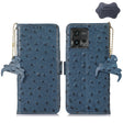 For Motorola Moto G72 4G Ostrich Pattern Genuine Leather RFID Phone Case(Blue) - Motorola Cases by PMC TechLife | Online Shopping South Africa | PMC TechLife | Buy Now Pay Later Mobicred