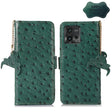 For Motorola Moto G72 4G Ostrich Pattern Genuine Leather RFID Phone Case(Green) - Motorola Cases by PMC TechLife | Online Shopping South Africa | PMC TechLife | Buy Now Pay Later Mobicred