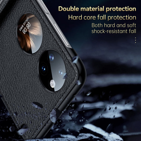 For Huawei P50 Pocket SULADA Invisible Bracket Leather Back Cover Phone Case(Orange)