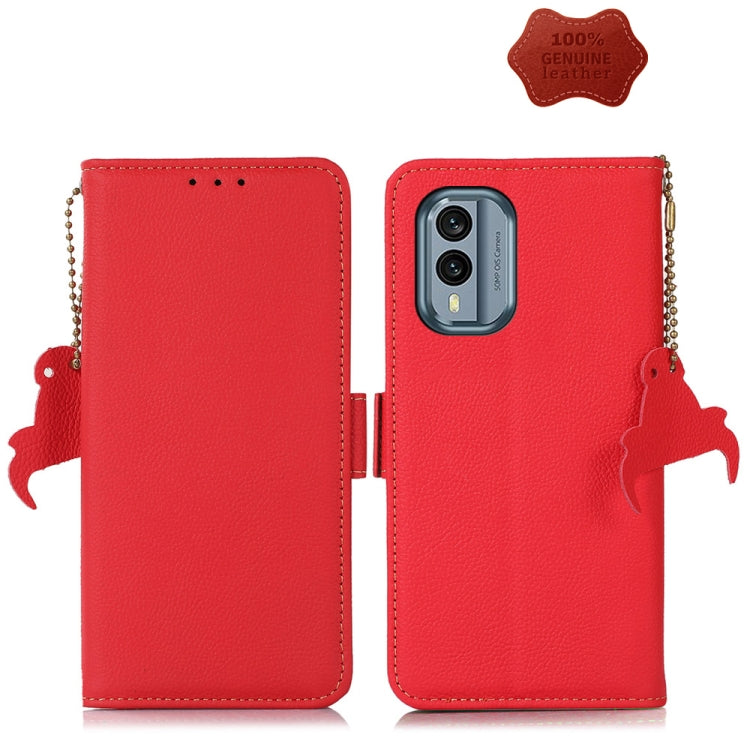 For Nokia X30 5G Side-Magnetic TJ Genuine Leather RFID Phone Case(Red)