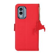 For Nokia X30 5G Side-Magnetic TJ Genuine Leather RFID Phone Case(Red)