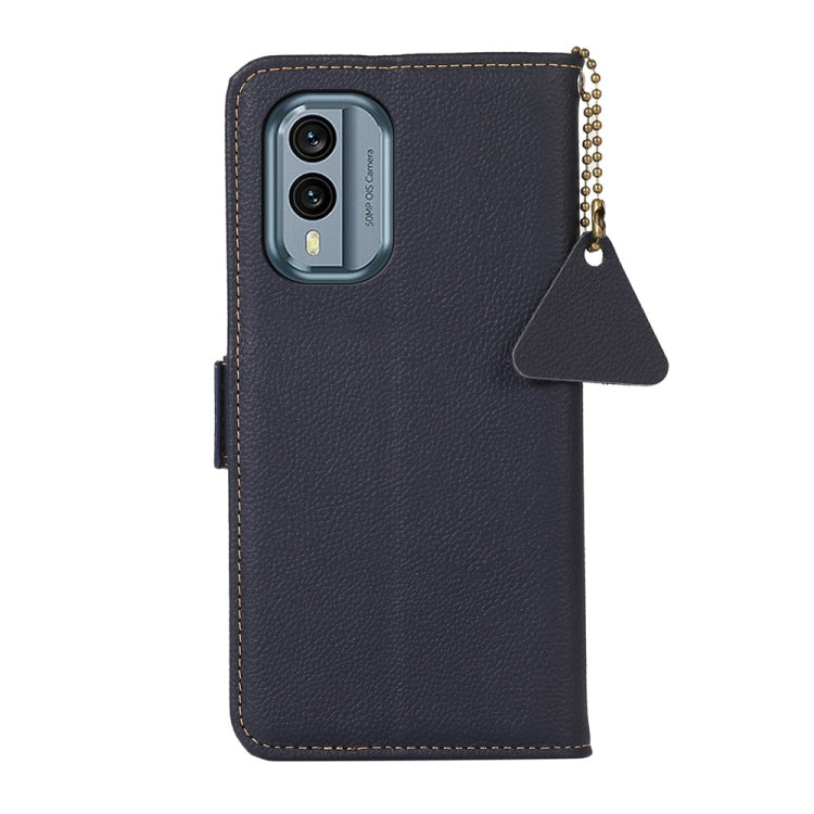 For Nokia X30 5G Side-Magnetic TJ Genuine Leather RFID Phone Case(Blue)