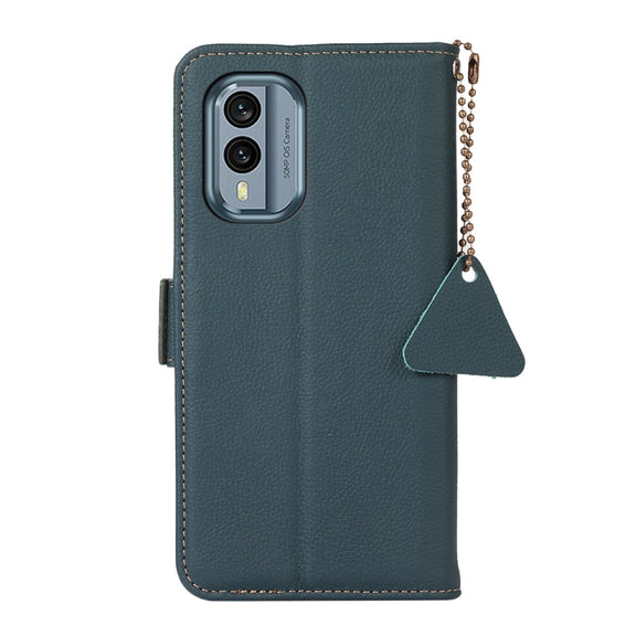 For Nokia X30 5G Side-Magnetic TJ Genuine Leather RFID Phone Case(Green)