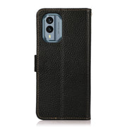 For Nokia X30 5G KHAZNEH Side-Magnetic Litchi Genuine Leather RFID Phone Case(Black)