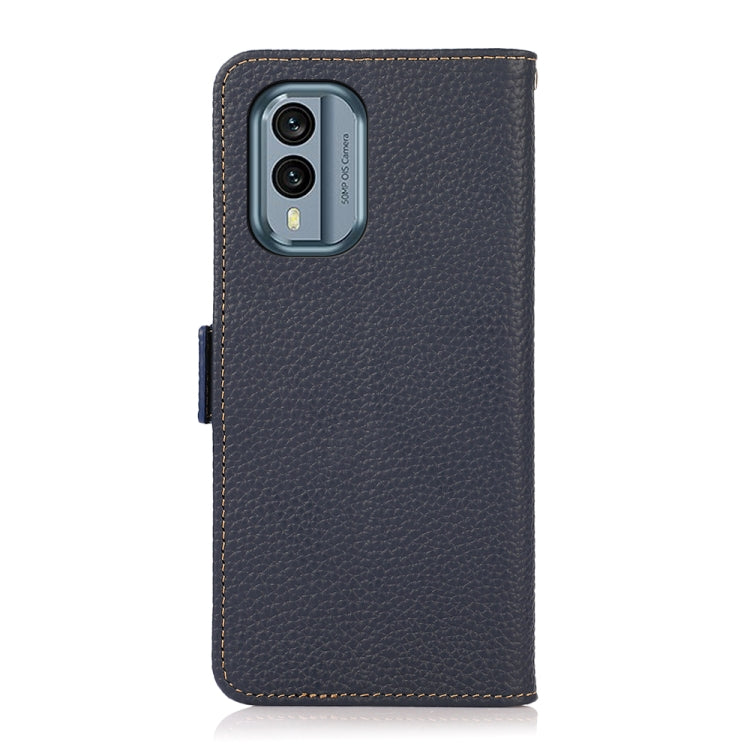 For Nokia X30 5G KHAZNEH Side-Magnetic Litchi Genuine Leather RFID Phone Case(Blue)