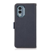 For Nokia X30 5G KHAZNEH Side-Magnetic Litchi Genuine Leather RFID Phone Case(Blue)