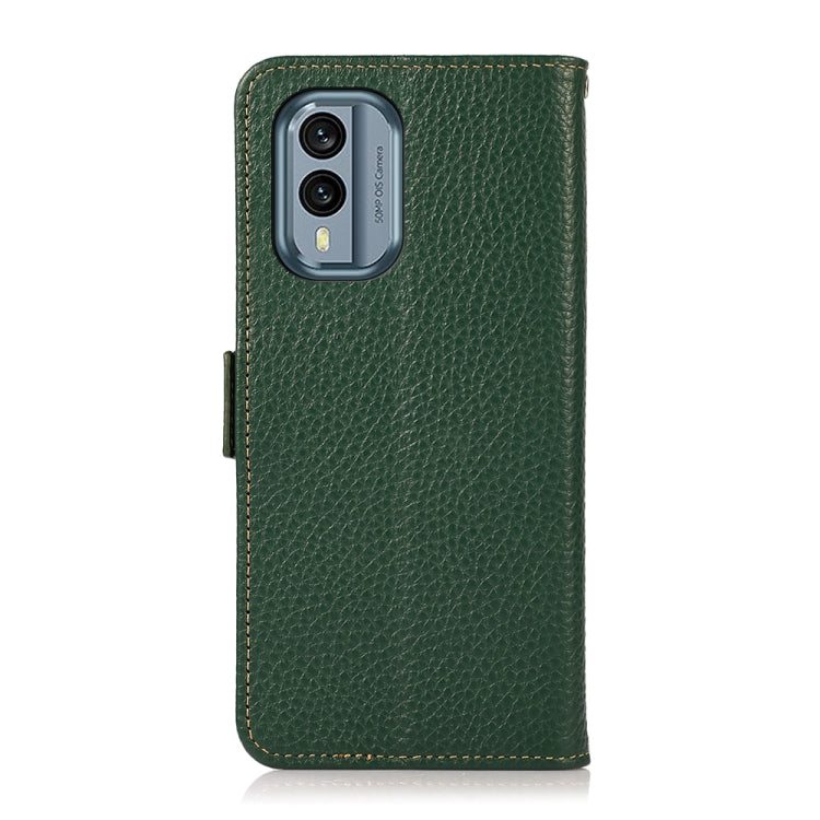 For Nokia X30 5G KHAZNEH Side-Magnetic Litchi Genuine Leather RFID Phone Case(Green)