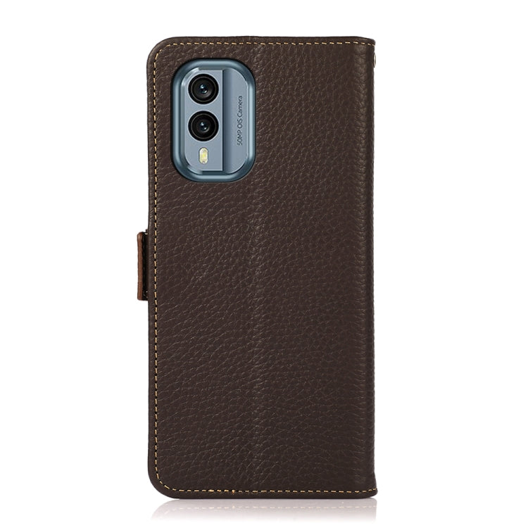 For Nokia X30 5G KHAZNEH Side-Magnetic Litchi Genuine Leather RFID Phone Case(Brown)