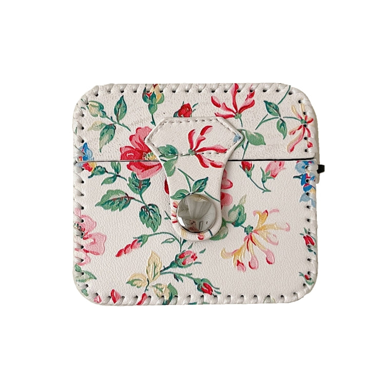 For AirPods 1/2 White Floral PU Leather Wireless Earphone Case