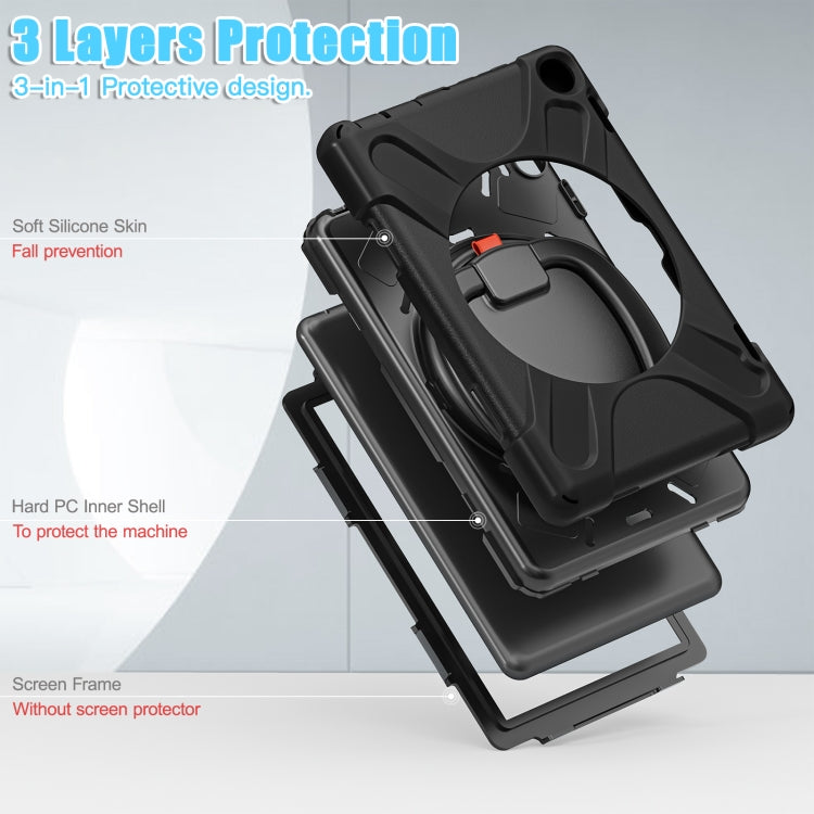 For Amazon Fire HD 8 2022 Silicone + PC Protective Tablet Case with Holder & Shoulder Strap(Black)
