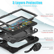 For Amazon Fire HD 8 2022 Silicone + PC Protective Tablet Case with Holder & Shoulder Strap(Black)