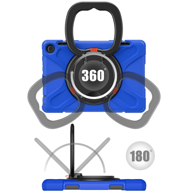 For Amazon Fire HD 8 2022 Silicone + PC Protective Tablet Case with Holder & Shoulder Strap(Blue)