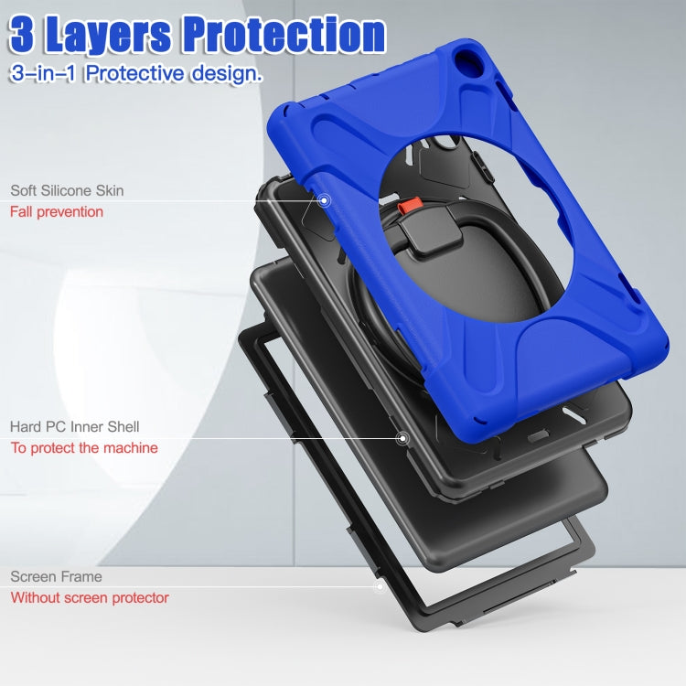 For Amazon Fire HD 8 2022 Silicone + PC Protective Tablet Case with Holder & Shoulder Strap(Blue)