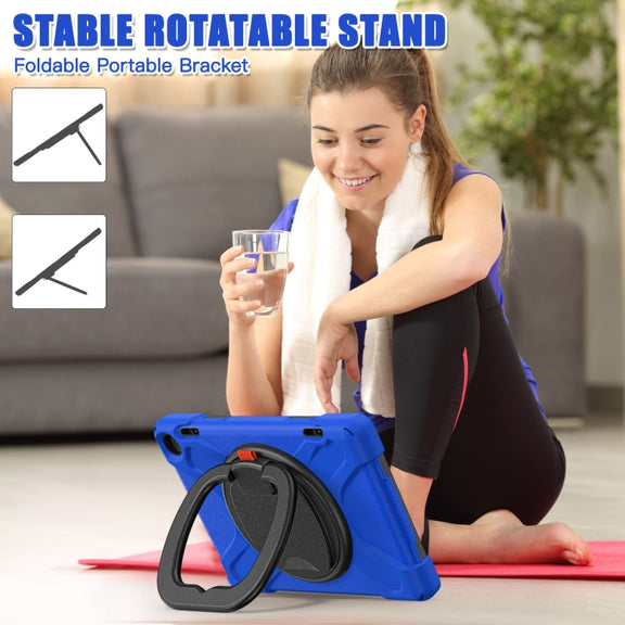 For Amazon Fire HD 8 2022 Silicone + PC Protective Tablet Case with Holder & Shoulder Strap(Blue)