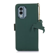 For Nokia X30 5G Genuine Leather Magnetic RFID Leather Phone Case(Green)