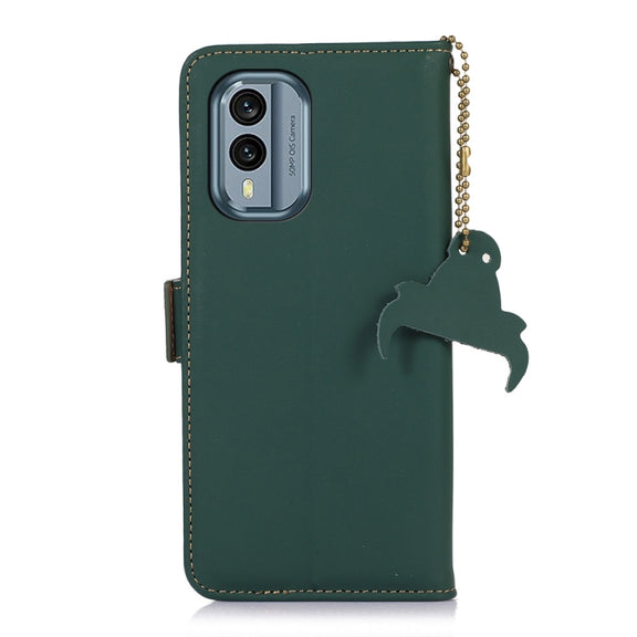 For Nokia X30 5G Genuine Leather Magnetic RFID Leather Phone Case(Green)