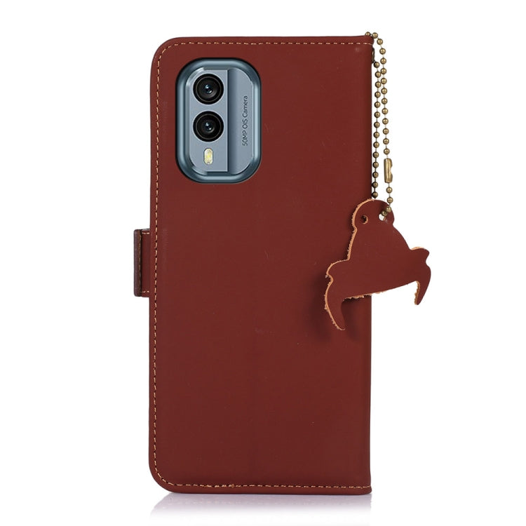 For Nokia X30 5G Genuine Leather Magnetic RFID Leather Phone Case(Coffee)