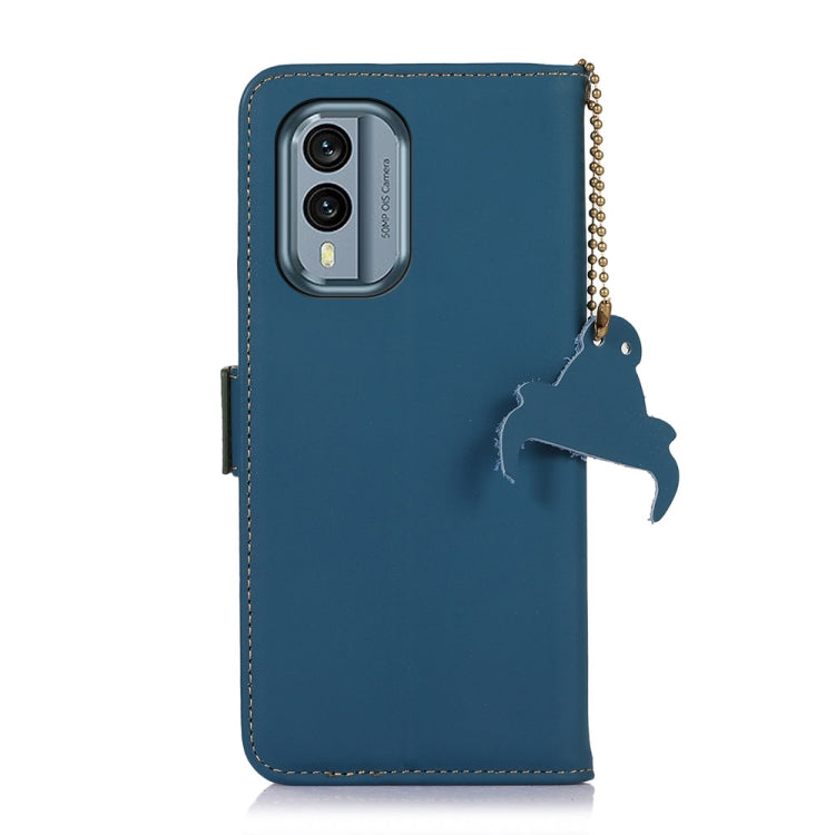 For Nokia X30 5G Genuine Leather Magnetic RFID Leather Phone Case(Blue)