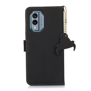 For Nokia X30 5G Genuine Leather Magnetic RFID Leather Phone Case(Black)