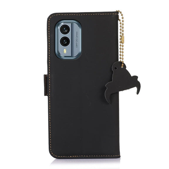 For Nokia X30 5G Genuine Leather Magnetic RFID Leather Phone Case(Black)