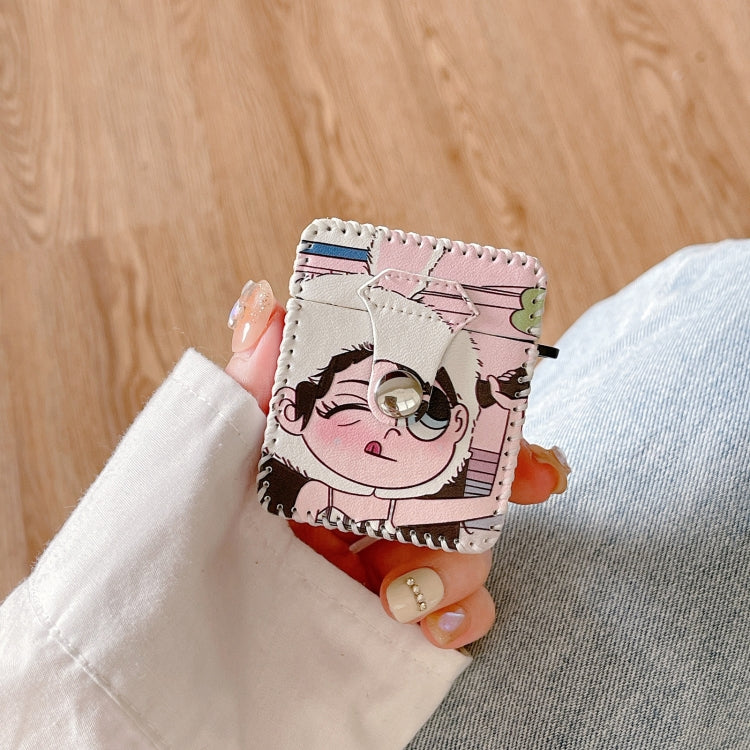 For AirPods Pro 2 Wearing Hat Girl Pattern PU Leather Wireless Earphone Case