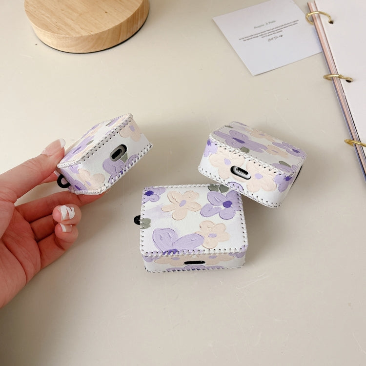 For AirPods Pro PU Leather Wireless Earphone Case(Oil Painting Flowers)