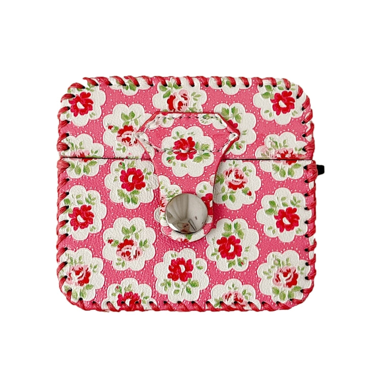 For AirPods Pro 2 PU Leather Wireless Earphone Case(Little Red Flower)