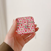 For AirPods Pro 2 PU Leather Wireless Earphone Case(Little Red Flower)