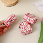 For AirPods Pro 2 PU Leather Wireless Earphone Case(Little Red Flower)