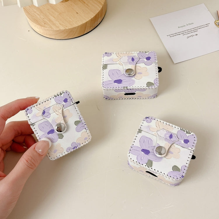 For AirPods Pro 2 PU Leather Wireless Earphone Case(Oil Painting Flowers)