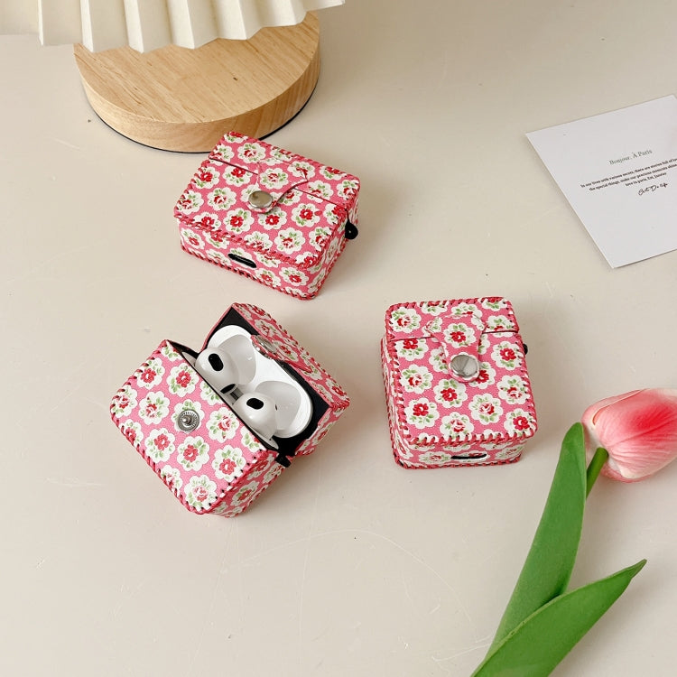 For AirPods 3 PU Leather Wireless Earphone Case(Little Red Flower)