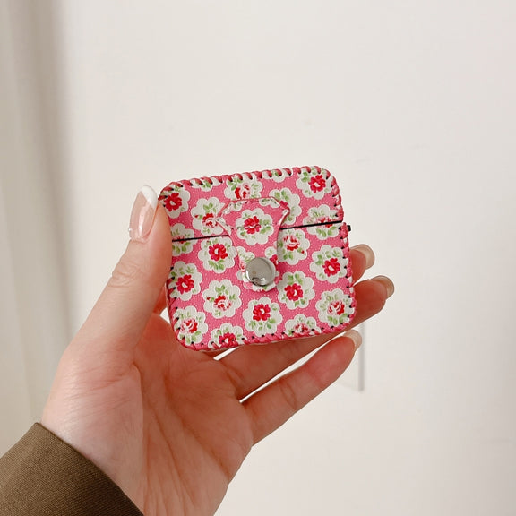 For AirPods 3 PU Leather Wireless Earphone Case(Little Red Flower)
