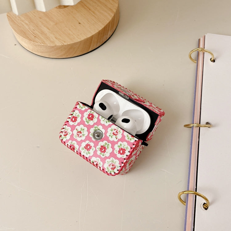 For AirPods 3 PU Leather Wireless Earphone Case(Little Red Flower)