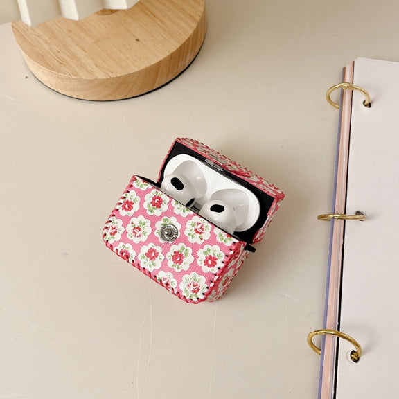 For AirPods 3 PU Leather Wireless Earphone Case(Little Red Flower)