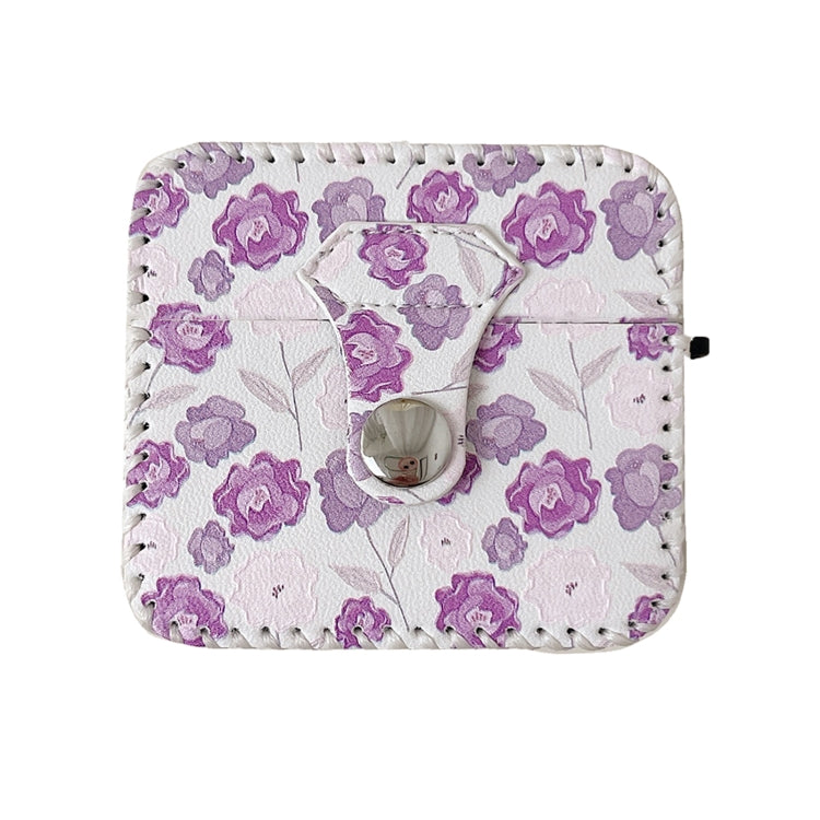 For AirPods 3 PU Leather Wireless Earphone Case(Purple Flowers)