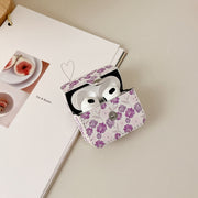 For AirPods 3 PU Leather Wireless Earphone Case(Purple Flowers)