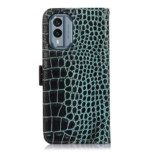 For Nokia X30 5G Crocodile Top Layer Cowhide Leather Phone Case(Green)