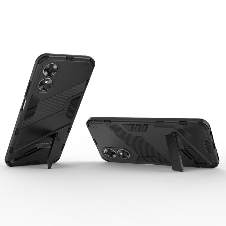 For OPPO A17 4G Global Punk Armor 2 in 1 PC + TPU Shockproof Phone Case with Holder(Black)