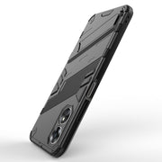 For OPPO A17 4G Global Punk Armor 2 in 1 PC + TPU Shockproof Phone Case with Holder(Black)