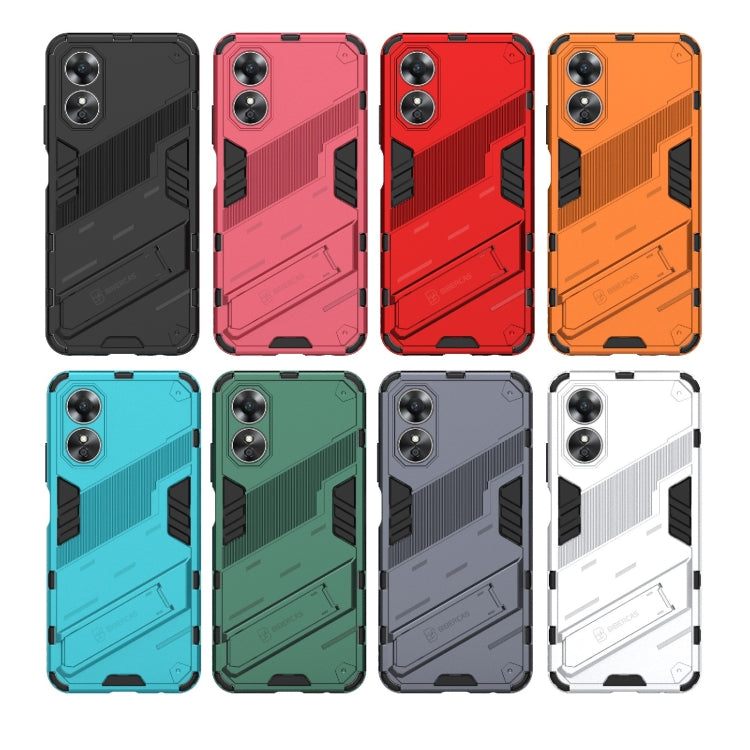 For OPPO A17 4G Global Punk Armor 2 in 1 PC + TPU Shockproof Phone Case with Holder(Black)