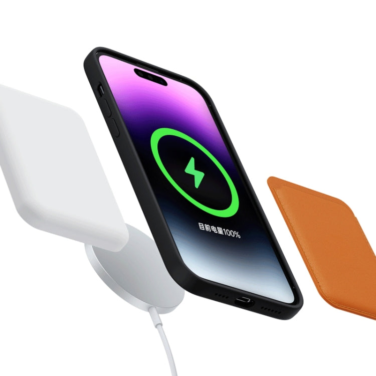 For iPhone 14 Pro CD Texture MagSafe Liquid Silicone Phone Case(Orange)