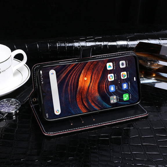 For Ulefone Armor 7 idewei Crocodile Texture Horizontal Flip Leather Case with Holder & Card Slots & Wallet(Black)