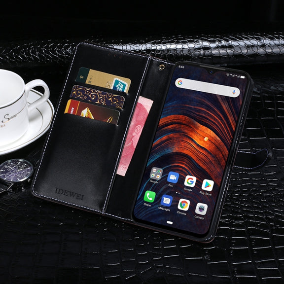 For Ulefone Armor 7 idewei Crocodile Texture Horizontal Flip Leather Case with Holder & Card Slots & Wallet(Black)