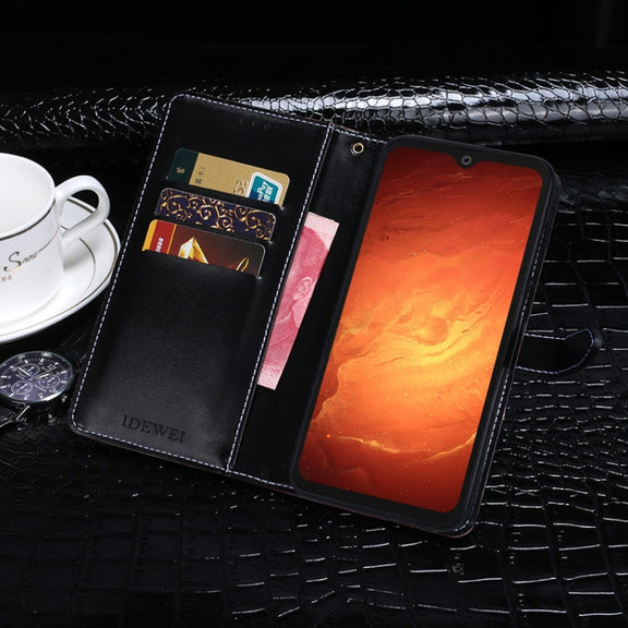 For Blackview BV9800 Pro idewei Crocodile Texture Horizontal Flip Leather Case with Holder & Card Slots & Wallet(Black)