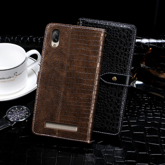 For Doogee X90 idewei Crocodile Texture Horizontal Flip Leather Case with Holder & Card Slots & Wallet(Black)