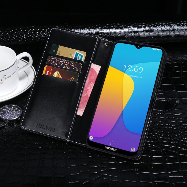 For Doogee X90 idewei Crocodile Texture Horizontal Flip Leather Case with Holder & Card Slots & Wallet(Black)