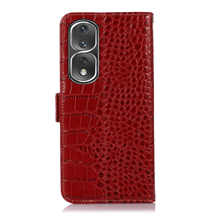 For Honor 80 Pro Crocodile Top Layer Cowhide Leather Phone Case(Red)
